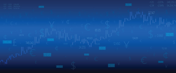 Digital financial data illustration background, line graphic, line, finance, stock, trading, investment, dark blue background, vector