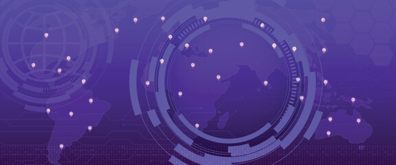 Digital finance illustrations global connection data transmission, graphic lines finance, stock, trading, investment, dark blue background, vector