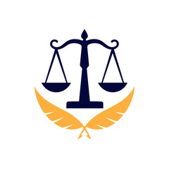 Law icon. Law firm logo design. Justice balance scale. Attorney, legal, judicial council, Law court logo and icon design vector, black and white.