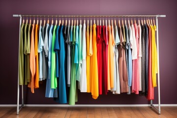 Fashionable colorful clothes on a hanger. ai generative