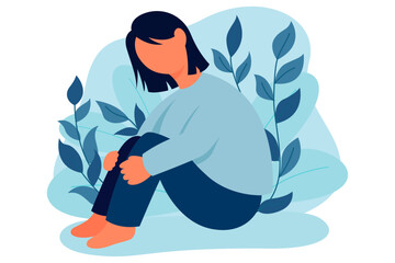 illustration with sad people, depression concept for concept design, mental health concept