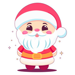  cute santa claus, cheerful old man in christmas costume and bushy beard, illustrations for festive christmas designs, festive santa