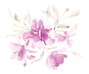 Fototapeta na wymiar Purple Splash Watercolor Flower