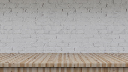 Podium background with desk and wall for product display, 3d rendering