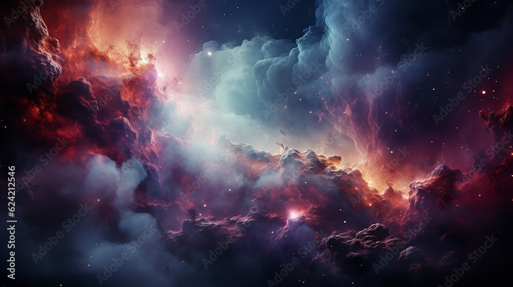 Wall mural galaxy and nebula photo with purple and pink color tone, hyper realistic made by ai generated