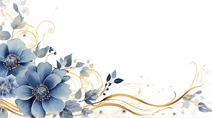 Blue floral background, Ai Generative