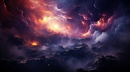 galaxy and nebula photo with purple and pink color tone, hyper realistic Made by AI generated - obrazy, fototapety, plakaty