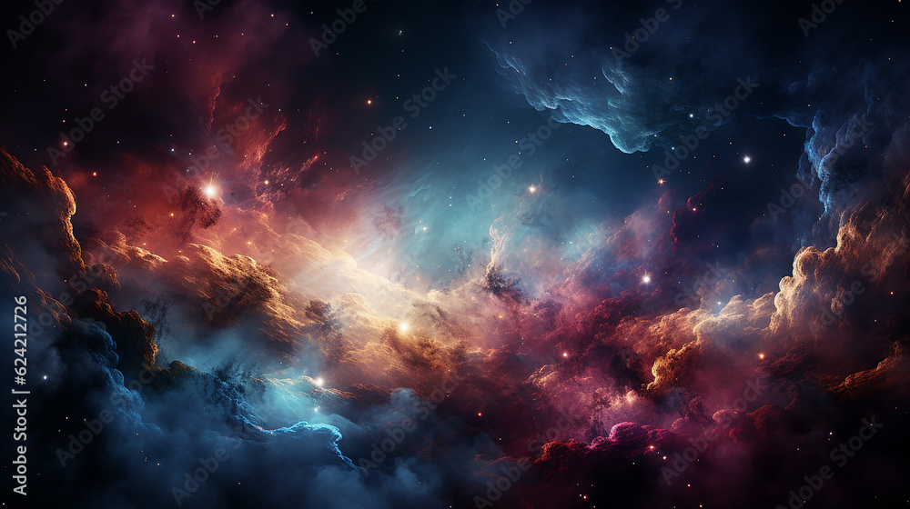 Wall mural galaxy and nebula photo with purple and pink color tone, hyper realistic made by ai generated