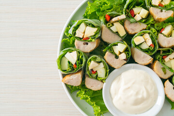 vegetables wrap or salad rolls with creamy salad sauce