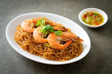 Casseroled or Baked Shrimp with Glass Noodles