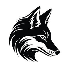 fox design logo, wolf icon, sideview, vector isolated on white background