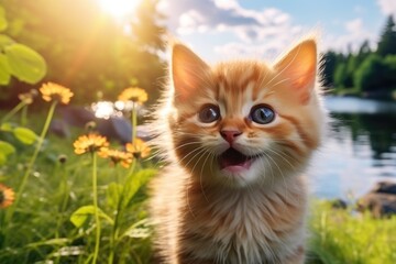 Naklejka na ściany i meble The cutest cat in the world. Generative AI