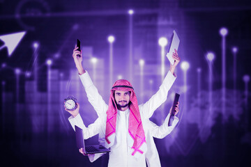 Arabian Businessman with many hands