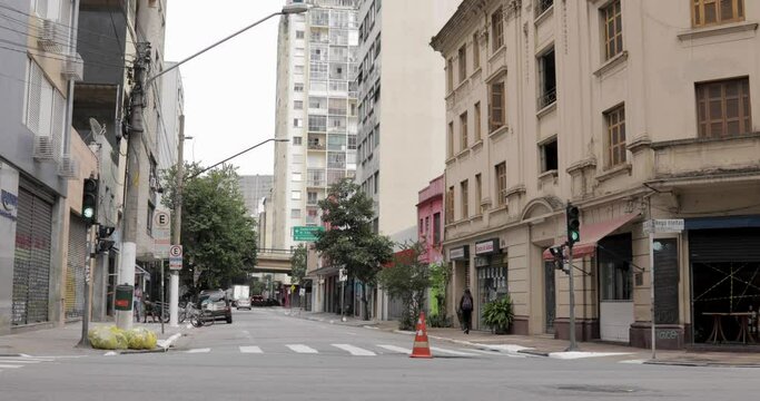 Intersection of Rego Freitas and General Jardim without traffic, Sao Paulo. Static