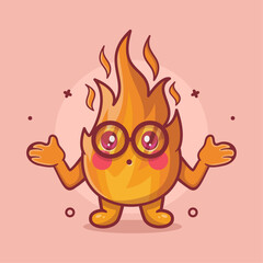 cute fire flame character mascot with confused gesture isolated cartoon in flat style design
