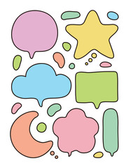 Hand drawn doodle style speech bubble illustration. A simple speech bubble drawn only with lines.