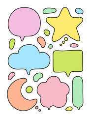 Hand drawn doodle style speech bubble illustration. A simple speech bubble drawn only with lines.