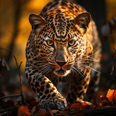 Obraz premium Leopard in its natural Habitat, Wildlife Photography, Generative AI