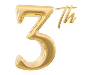 Fototapeta premium 3th Anniversary Number 3d Gold
