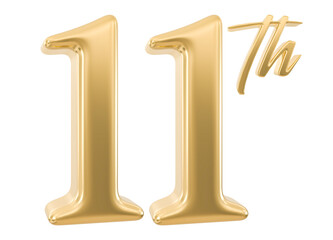 11th Anniversary Number 3d Gold