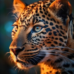 Obraz premium Leopard in its natural Habitat, Wildlife Photography, Generative AI