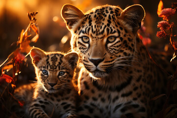 Leopard in its natural Habitat, Wildlife Photography, Generative AI - obrazy, fototapety, plakaty