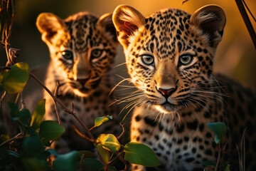 Fototapeta na wymiar Leopard in its natural Habitat, Wildlife Photography, Generative AI