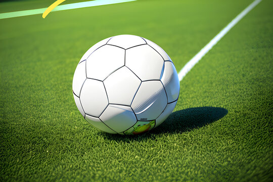 Draw a picture of a soccer ball on a soccer field, generative , AI, 생성형, 인공지능
