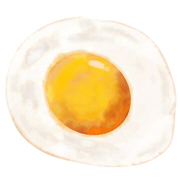 Cute Watercolor Fried Egg Illustration