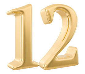 12 Number 3d Golden