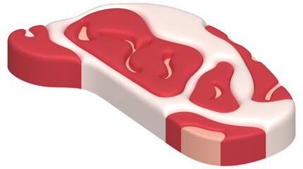 3D illustration. Fresh slices or meat. Marbling of pork or beef tenderloin for steak.