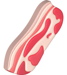 3D illustration. Fresh slices or meat. Marbling of pork or beef tenderloin for steak.