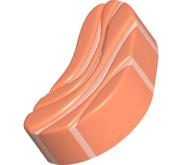 3D illustration, thick slices of raw salmon of fresh sashimi or trout sashimi