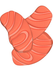 3D illustration, thick slices of raw salmon of fresh sashimi or trout sashimi