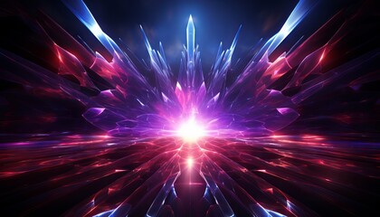 3d render, ultraviolet neon star shape portal, glowing lines, tunnel, virtual reality, abstract fashion background, violet neon lights, arch, pink blue spectrum vibrant colors, laser show