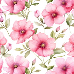 pink flowers watercolor seamless patterns, watercolor picture of flowers, floral