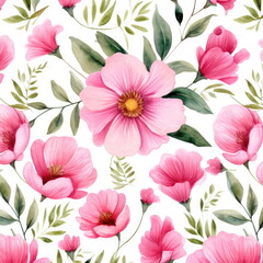 pink flowers watercolor seamless patterns, watercolor picture of flowers, floral