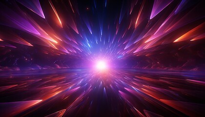 3d render, ultraviolet neon star shape portal, glowing lines, tunnel, virtual reality, abstract fashion background, violet neon lights, arch, pink blue spectrum vibrant colors, laser show
