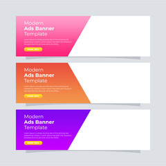 Fototapeta premium Banner template design. Entire colors gradient banner for the website. Modern ads banner.