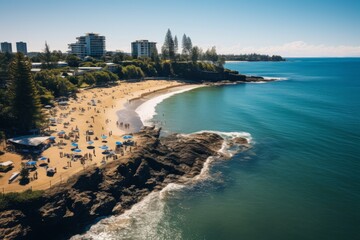 Fototapeta na wymiar Aerial View Sunshine Coast Beach, Generative AI.