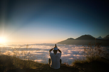 Bali Balinese or Java Javanese Hindu Religious Island Hinduism Prayer Outdoor Nature on top of...