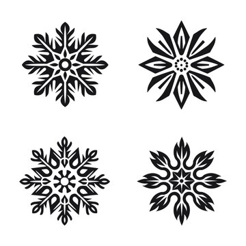 Snowflakes vector set isolated on white background