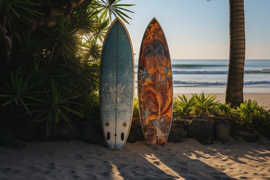 Surf Boards Background, Generative AI.
