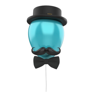 BAL&Atilde;O BIGODE CHAPEL DIA DOS PAIS COR AZUL ELEMENTO 3D