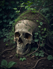 skull in the woods