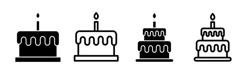 Cake icon set illustration. Cake sign and symbol. Birthday cake icon