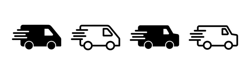 Delivery truck icon set illustration. Delivery truck sign and symbol. Shipping fast delivery icon