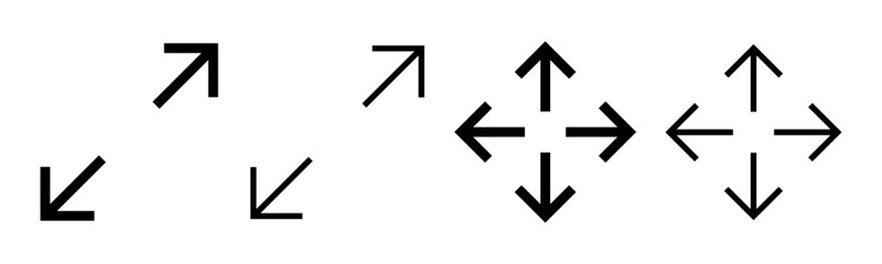 Fullscreen Icon set illustration. Expand to full screen sign and symbol. Arrows symbol