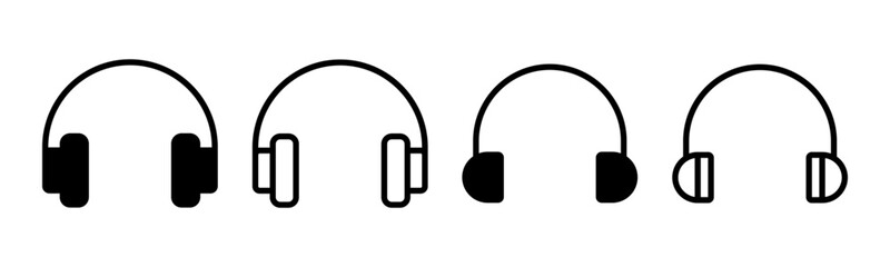 Headphone icon set illustration. Headphone sign and symbol