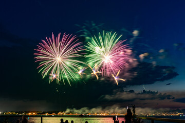 fire works over the river